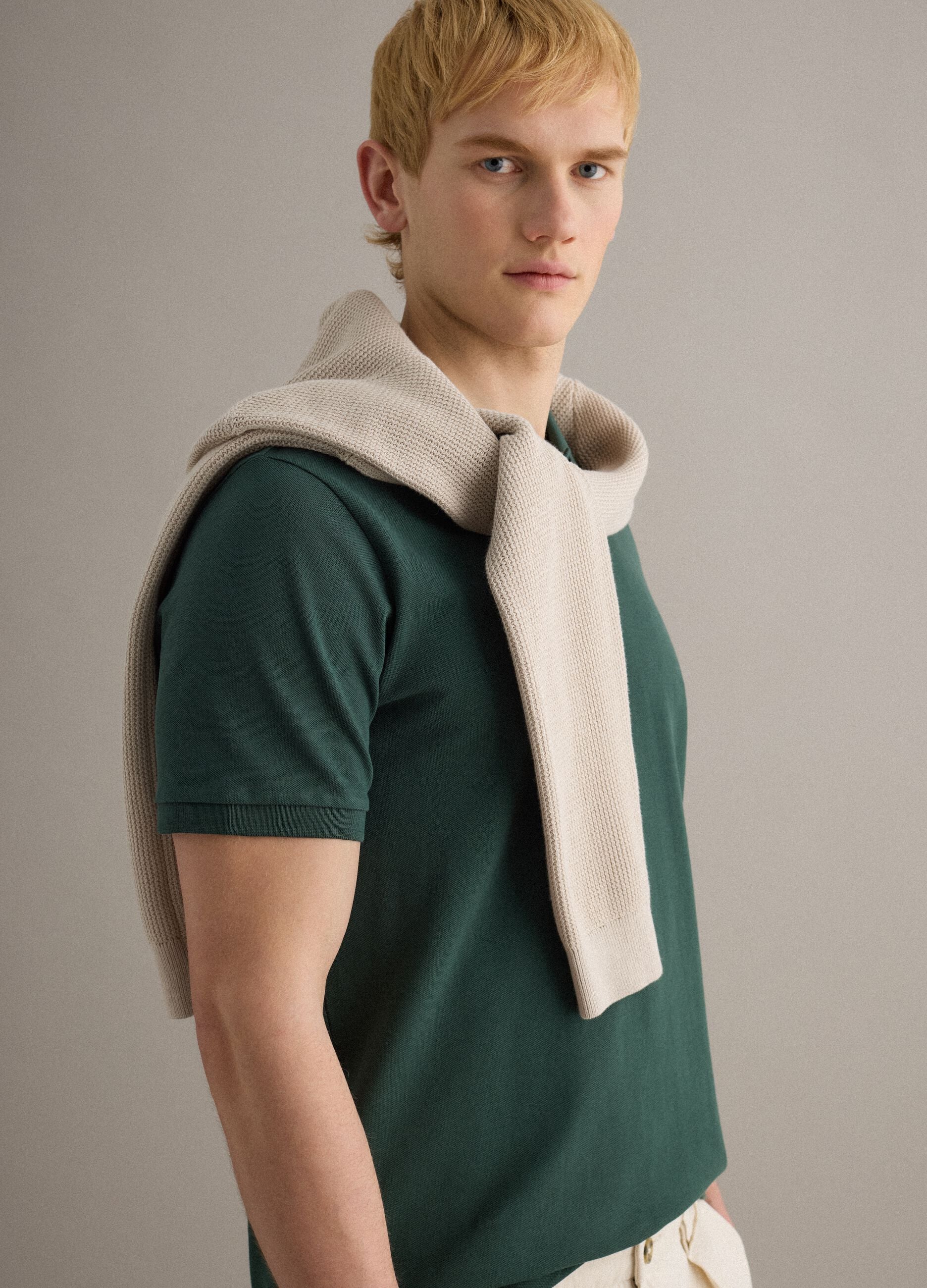 Green Supima cotton polo shirt, regular fit