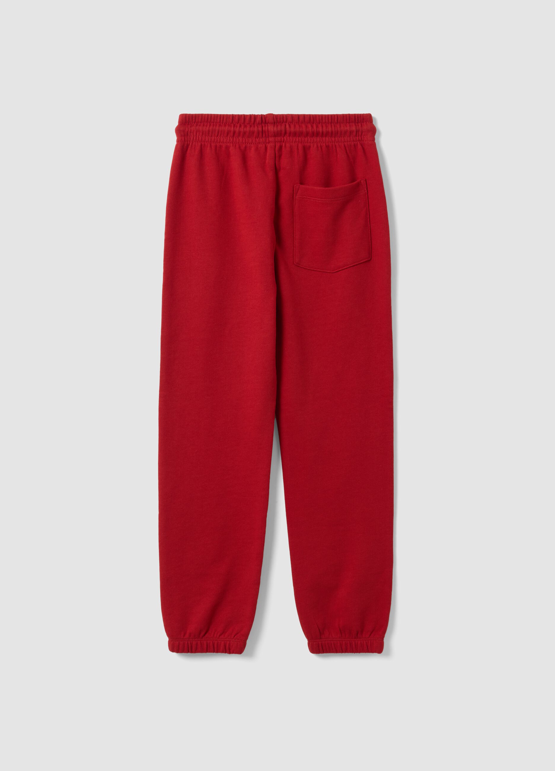 Red regular-fit joggers in pure organic cotton for boys