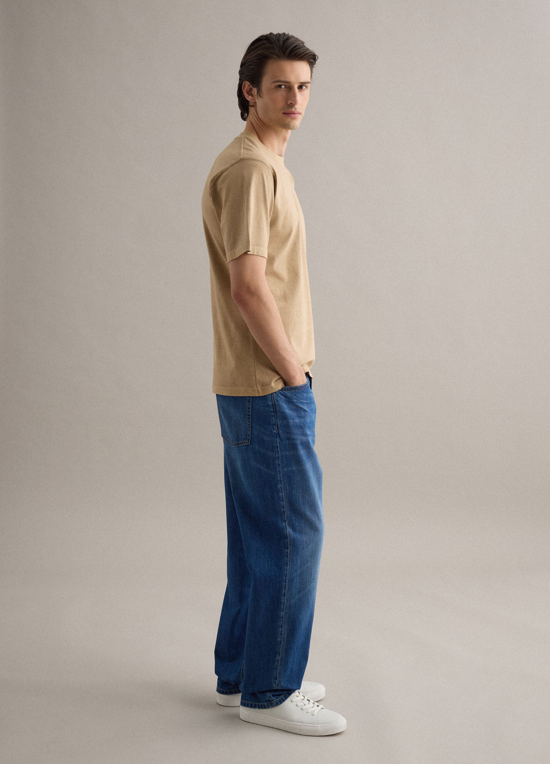 Beige pure cotton T-shirt relaxed fit