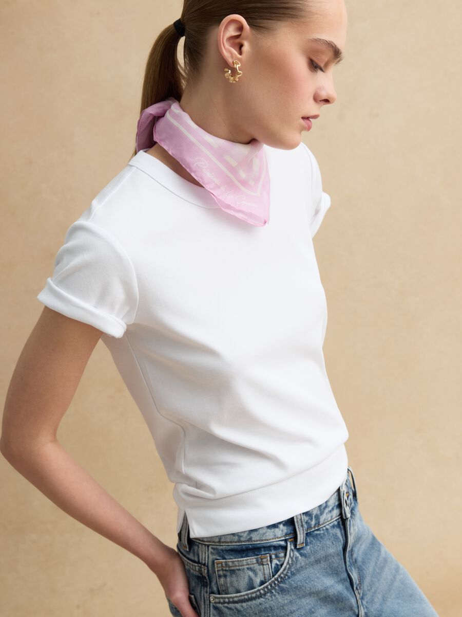 White short sleeve regular fit cotton blend t-shirt_1