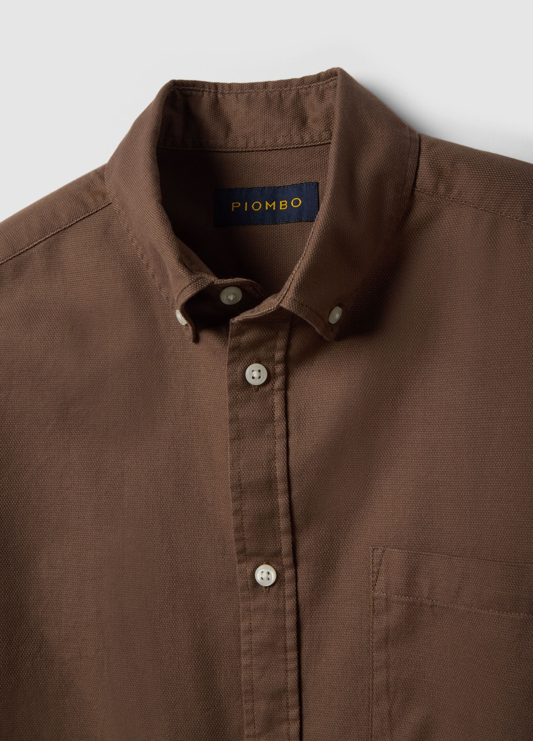 Brown shirt in pure cotton regular fit