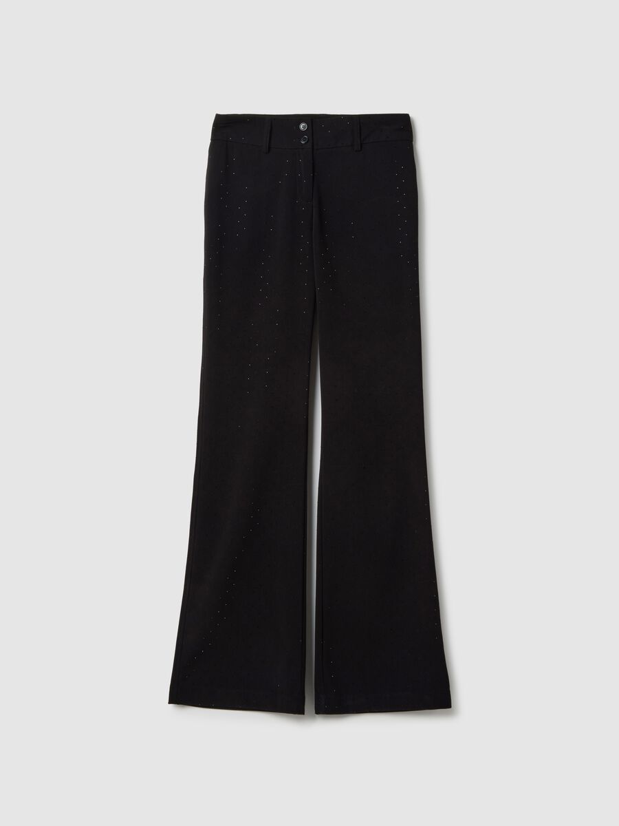 Black polka dot flare trousers_4