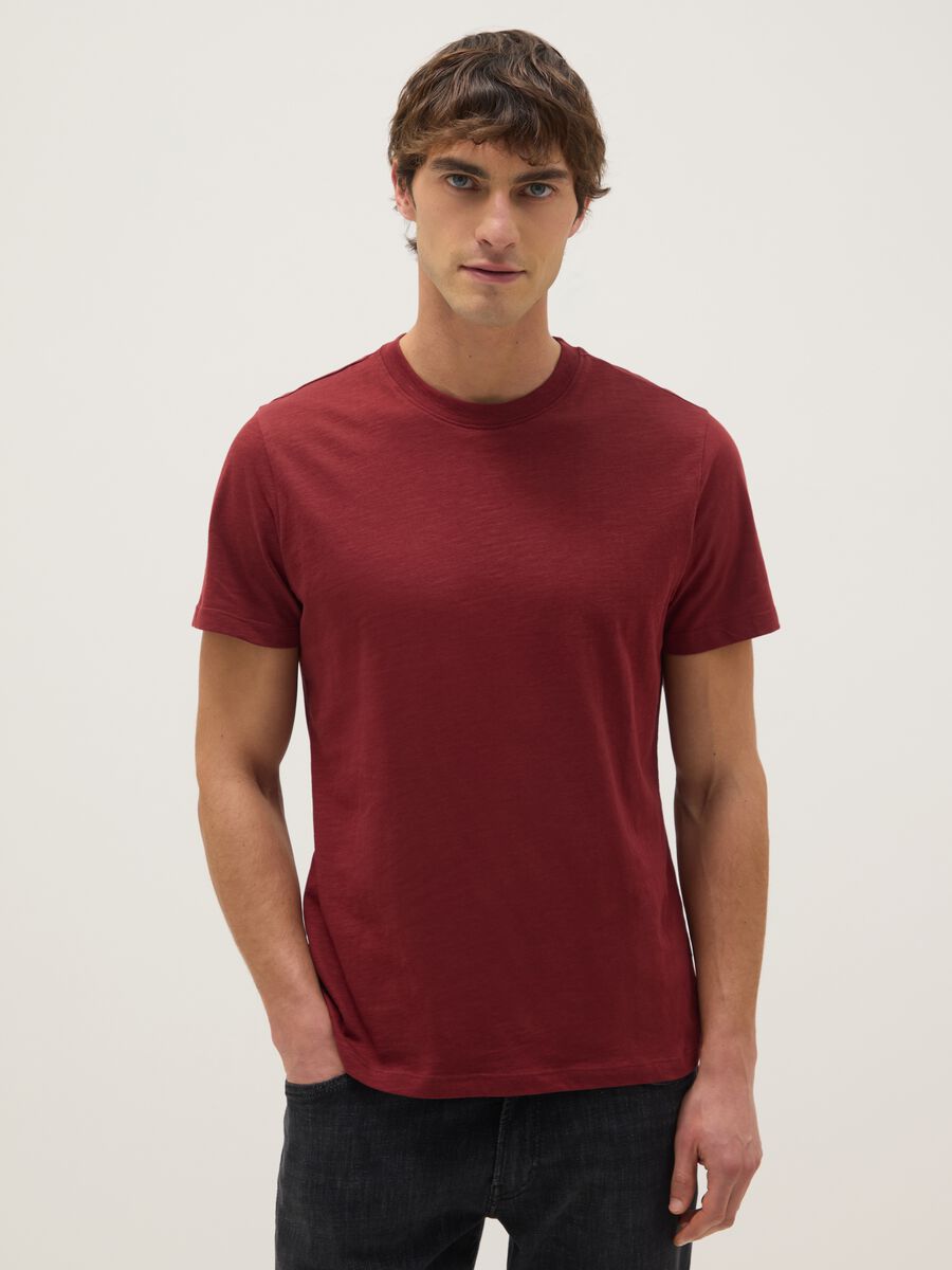 Red pure cotton regular fit t-shirt_0