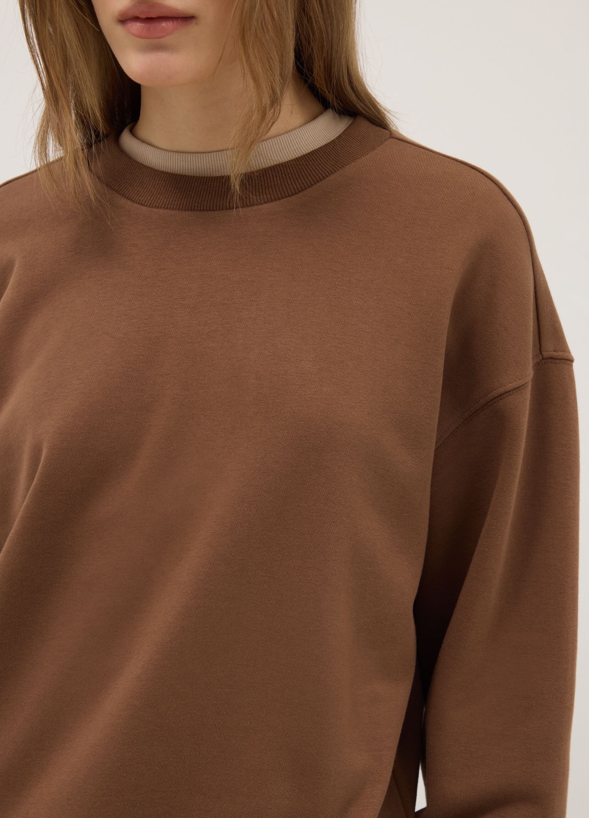 Light grey melange crew neck sweatshirt