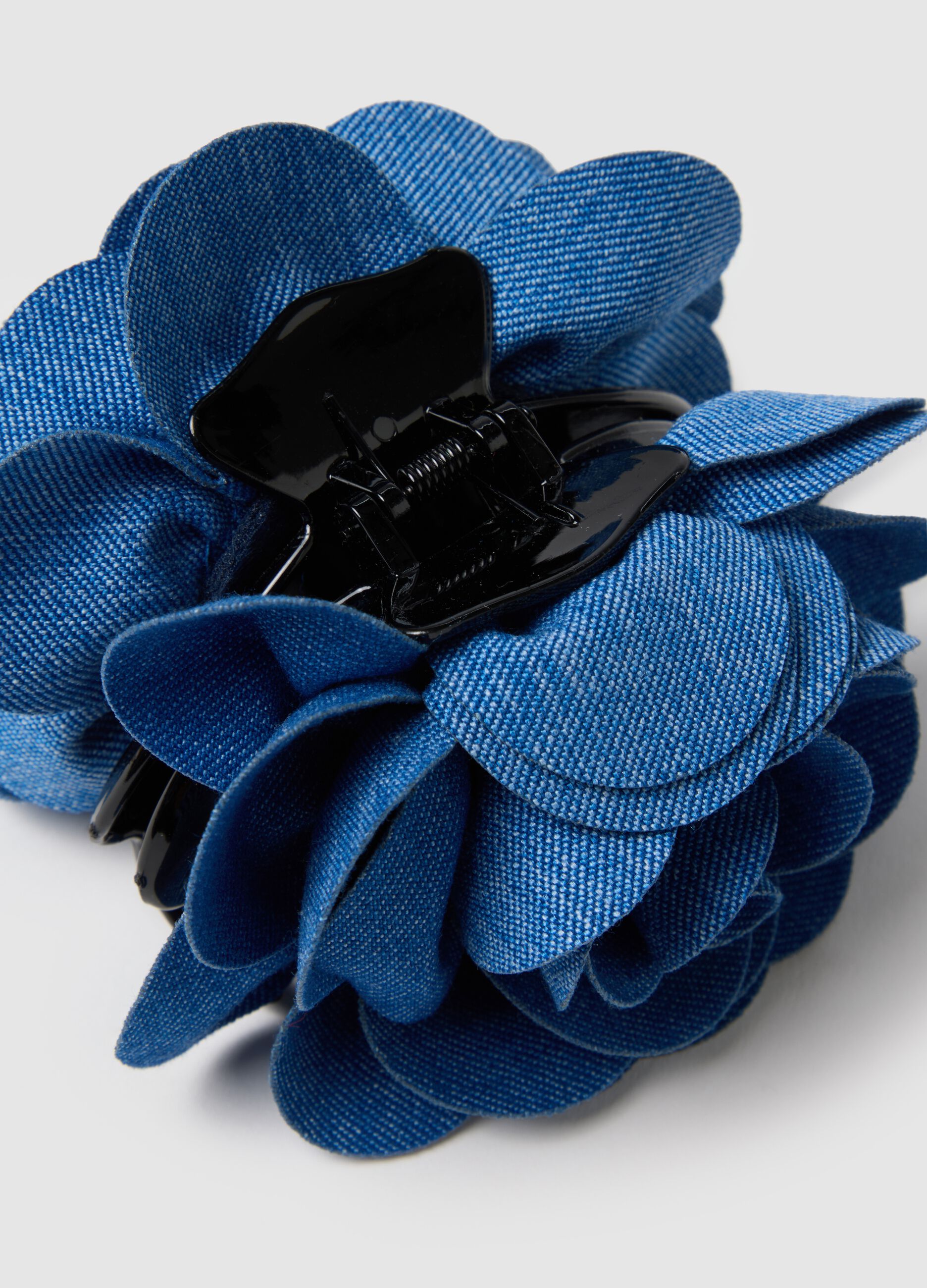 Blue Hair Clip with Ornamental Flower