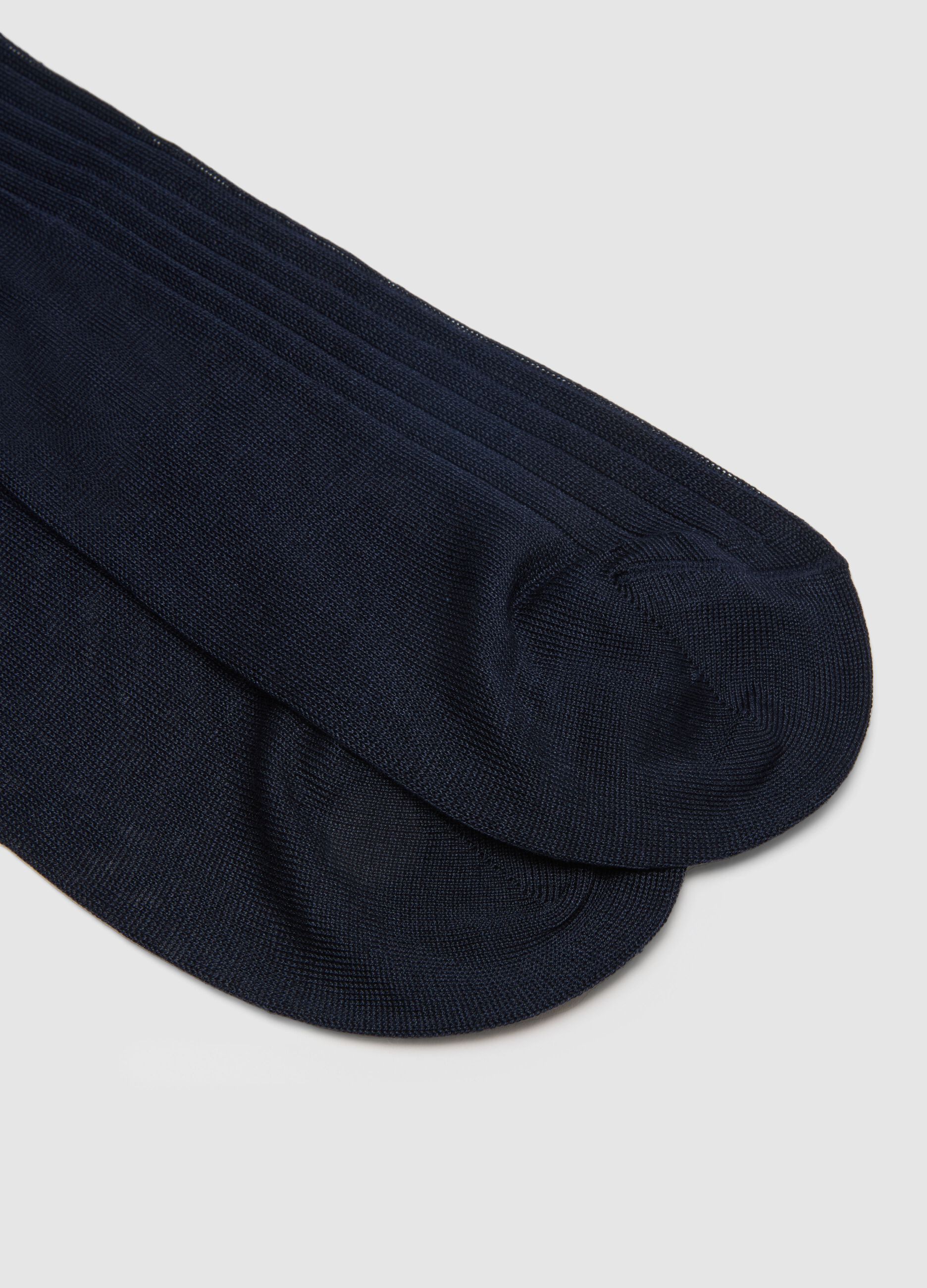 Two-pack long blue cotton socks