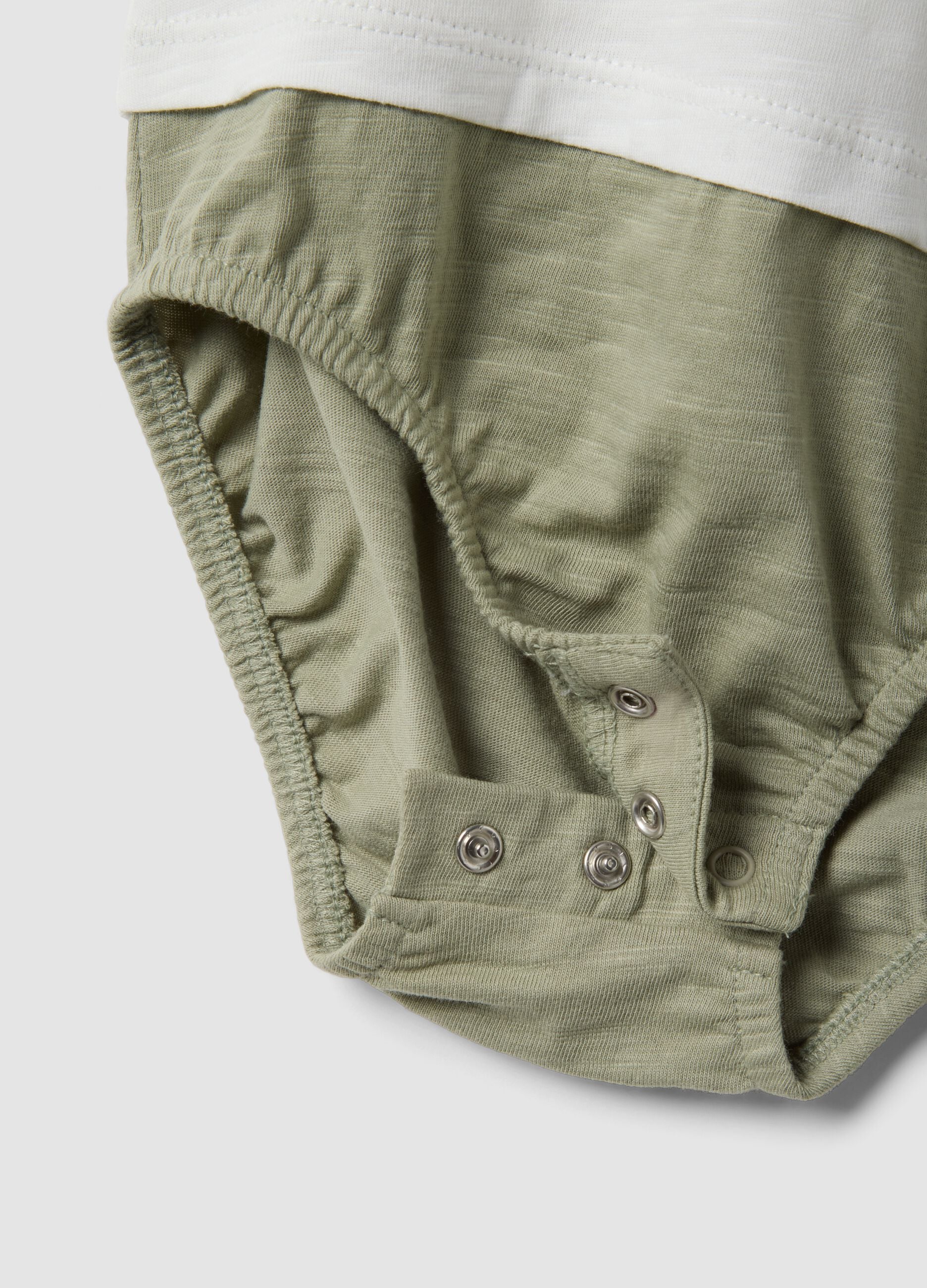 Body bianco e verde in cotone organico