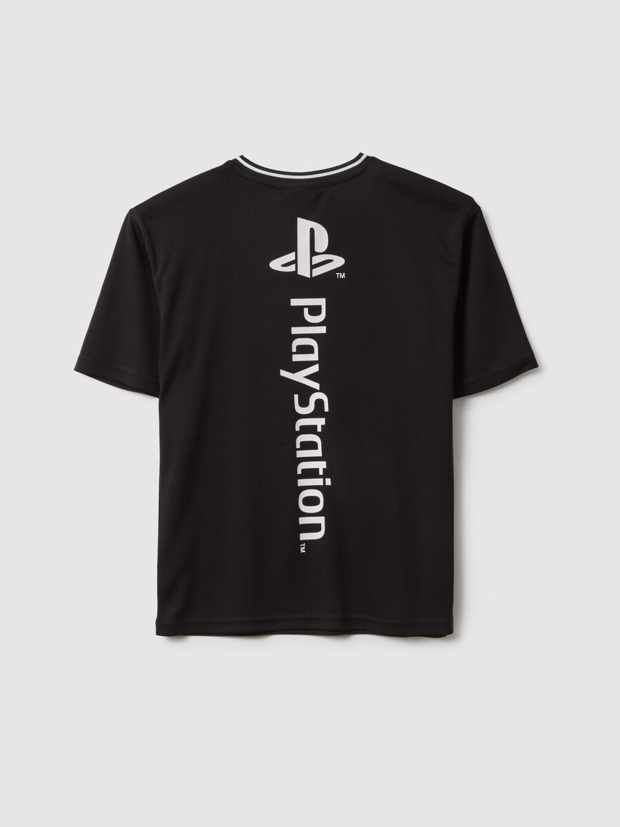 T-shirt in puro cotone nero da bambino regular fit con logo PlayStation_4