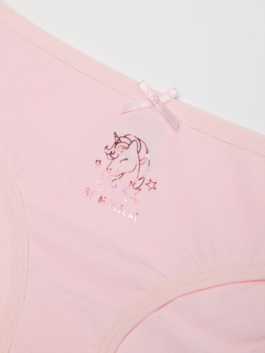 Girls Pink Stretch Cotton Regular Fit Knickers with Unicorn_2