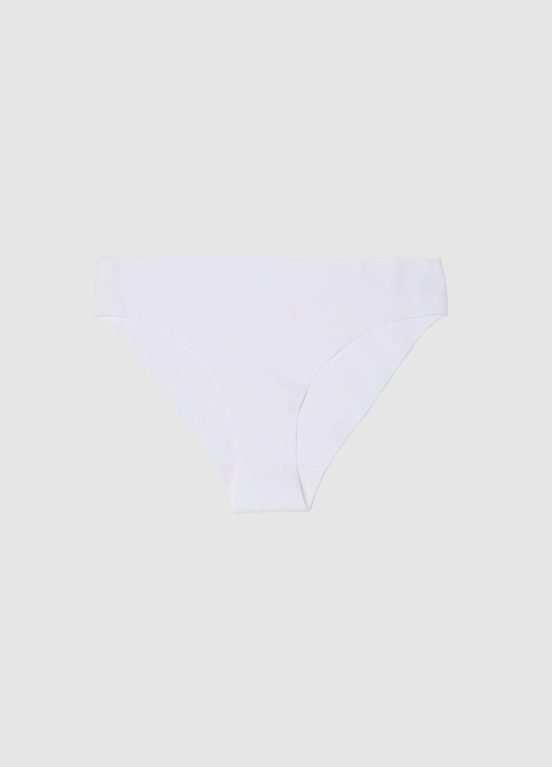 Low-rise white stretch cotton briefs
