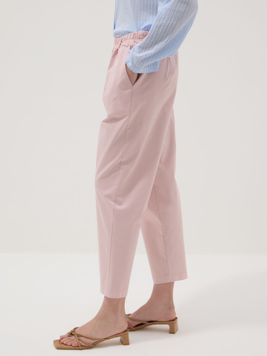 Pink regular-fit stretch cotton trousers_4