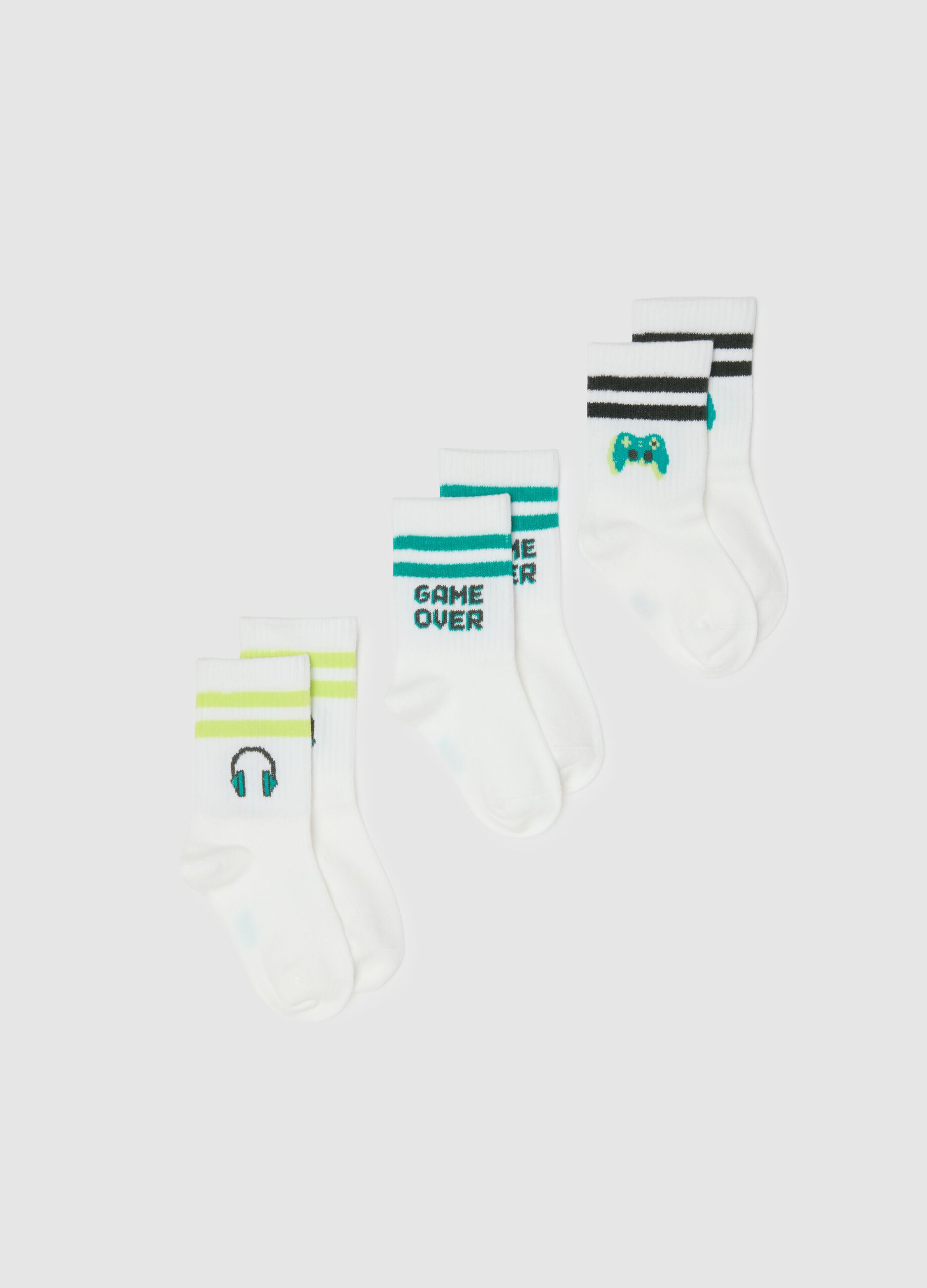 Children's multi-coloured stretch cotton short sock tripack