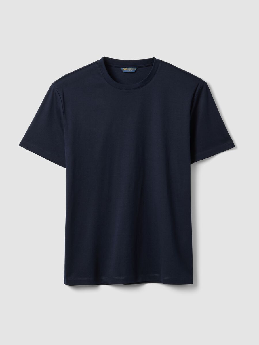 Blue slim-fit mercerised pure cotton T-shirt_4