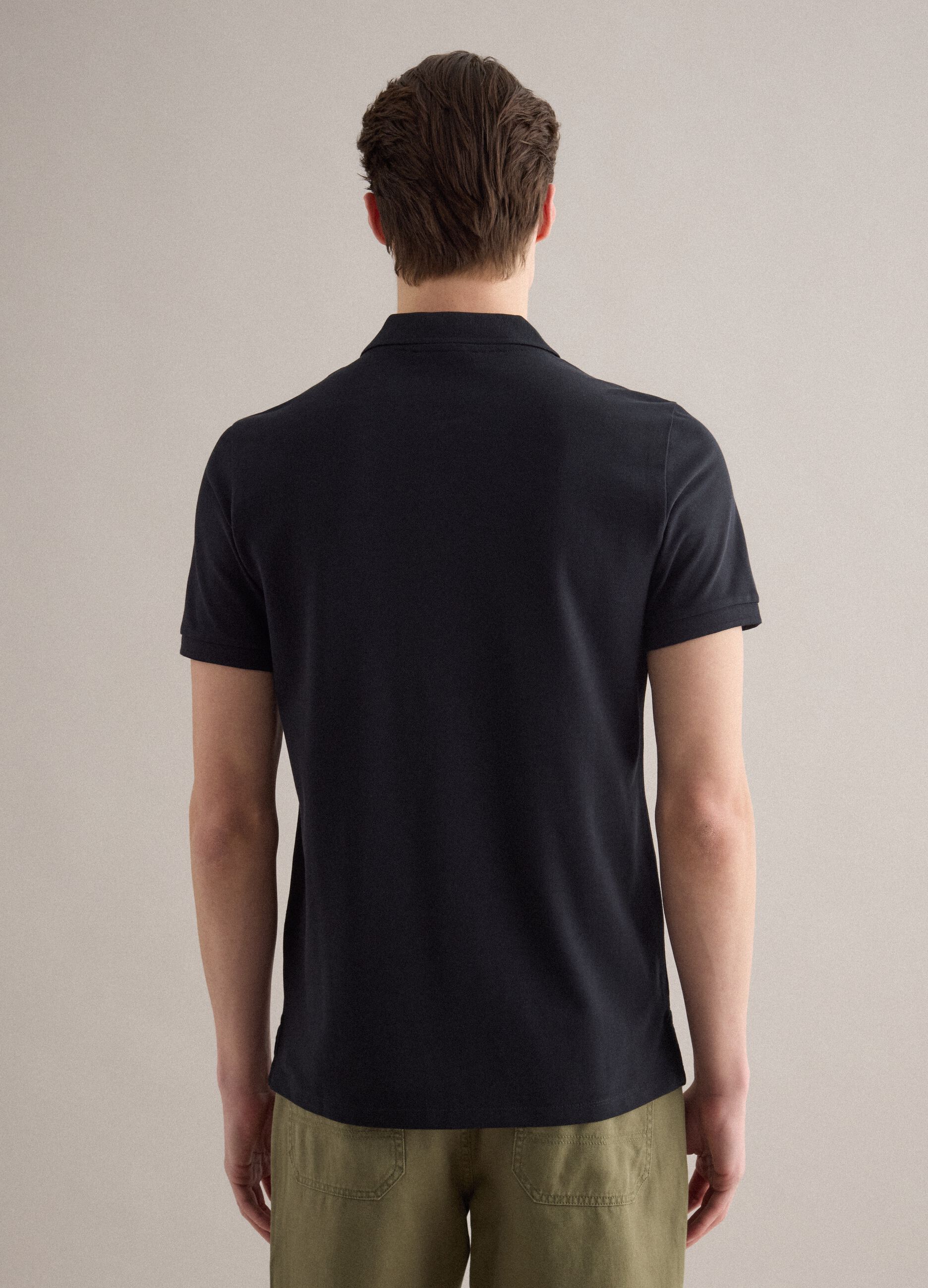 Black Supima Cotton Polo Shirt, Regular Fit