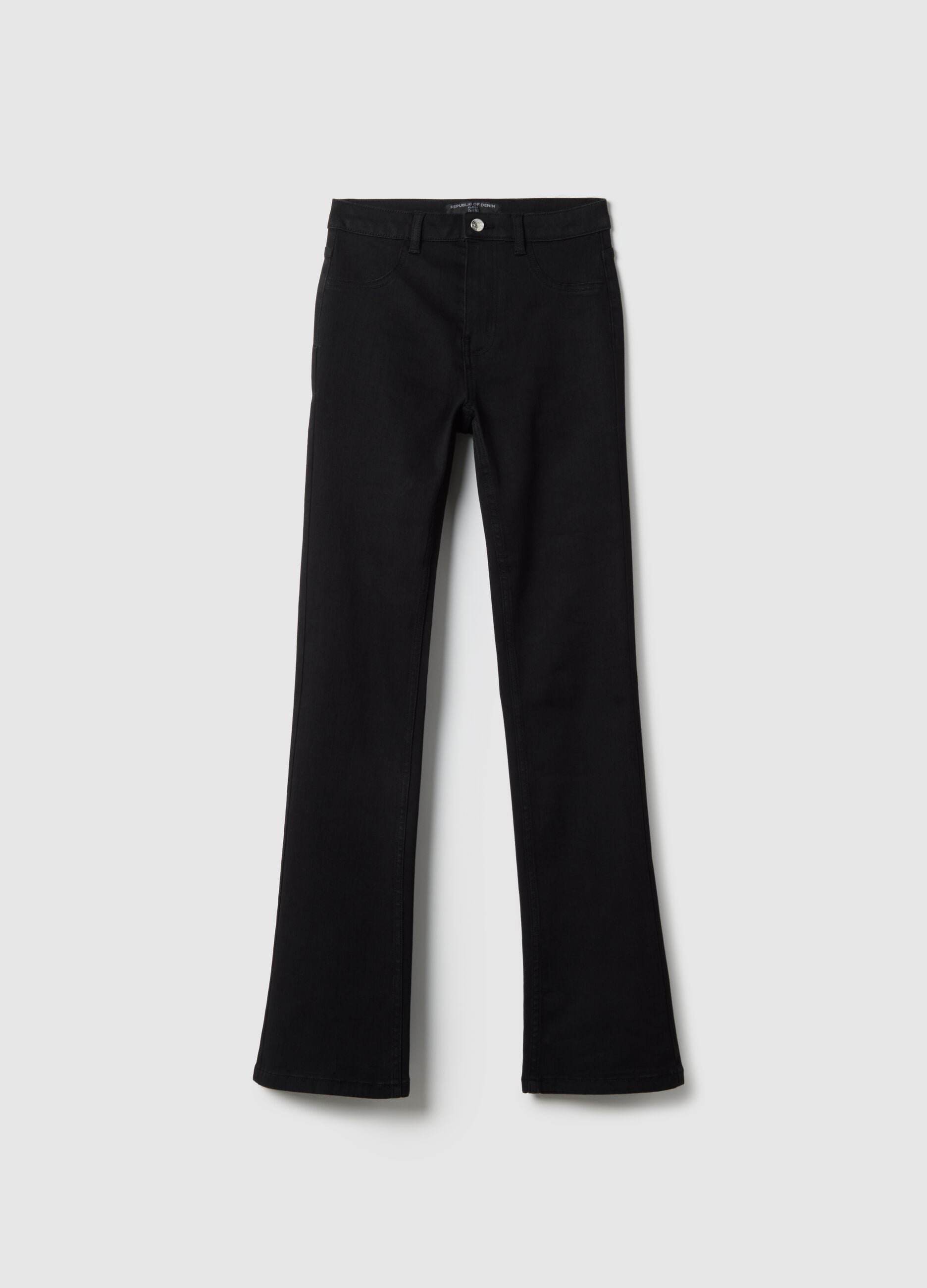 Black Cotton Blend Flare Fit Jeans