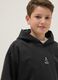 Boys' oversized black pure cotton t-shirt with hood_2