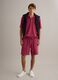 Red cotton-blend Bermuda shorts with elasticated waistband_0