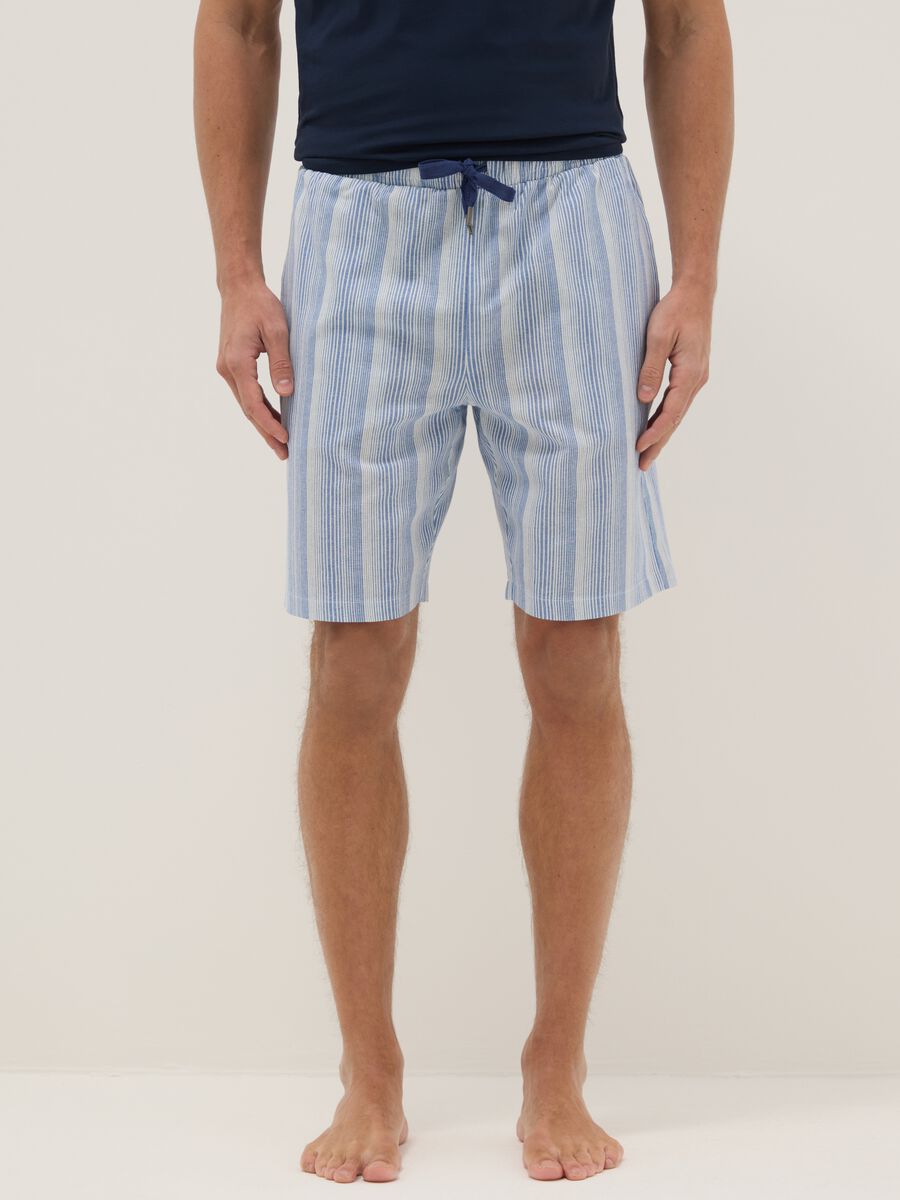 Pure cotton multicoloured striped pyjama shorts regular fit_1