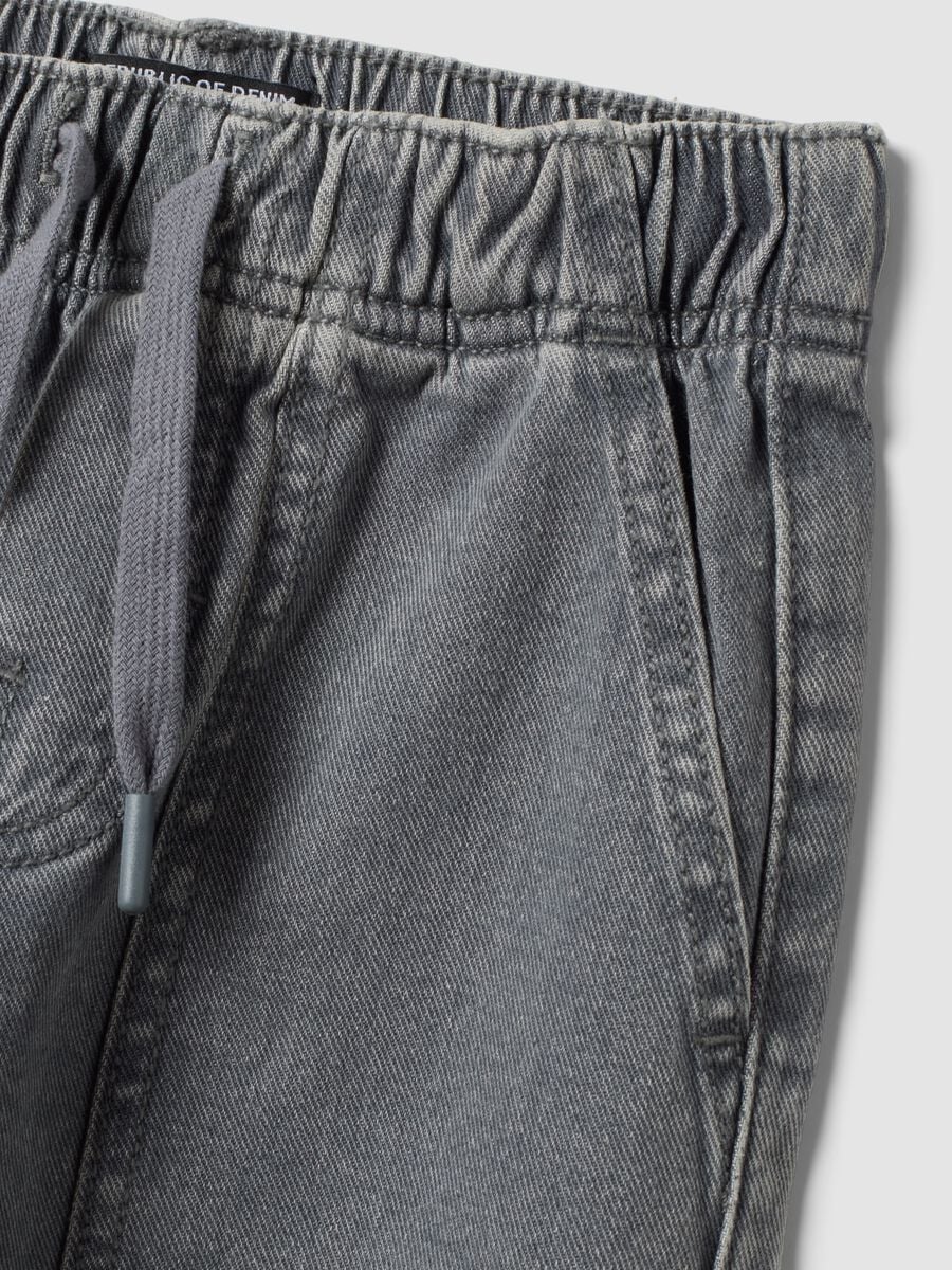 Grey pure cotton jogger jeans with elasticated waist, relaxed fit for boys_2