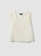 White pure cotton V-neck blouse, regular fit_4