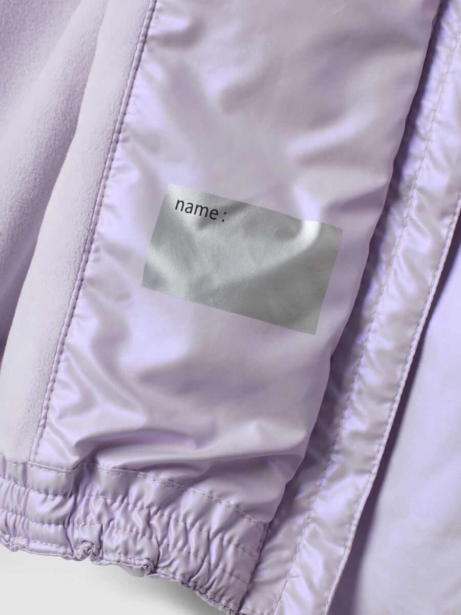 Purple padded hooded jacket with zip, regular fit for baby girl_3