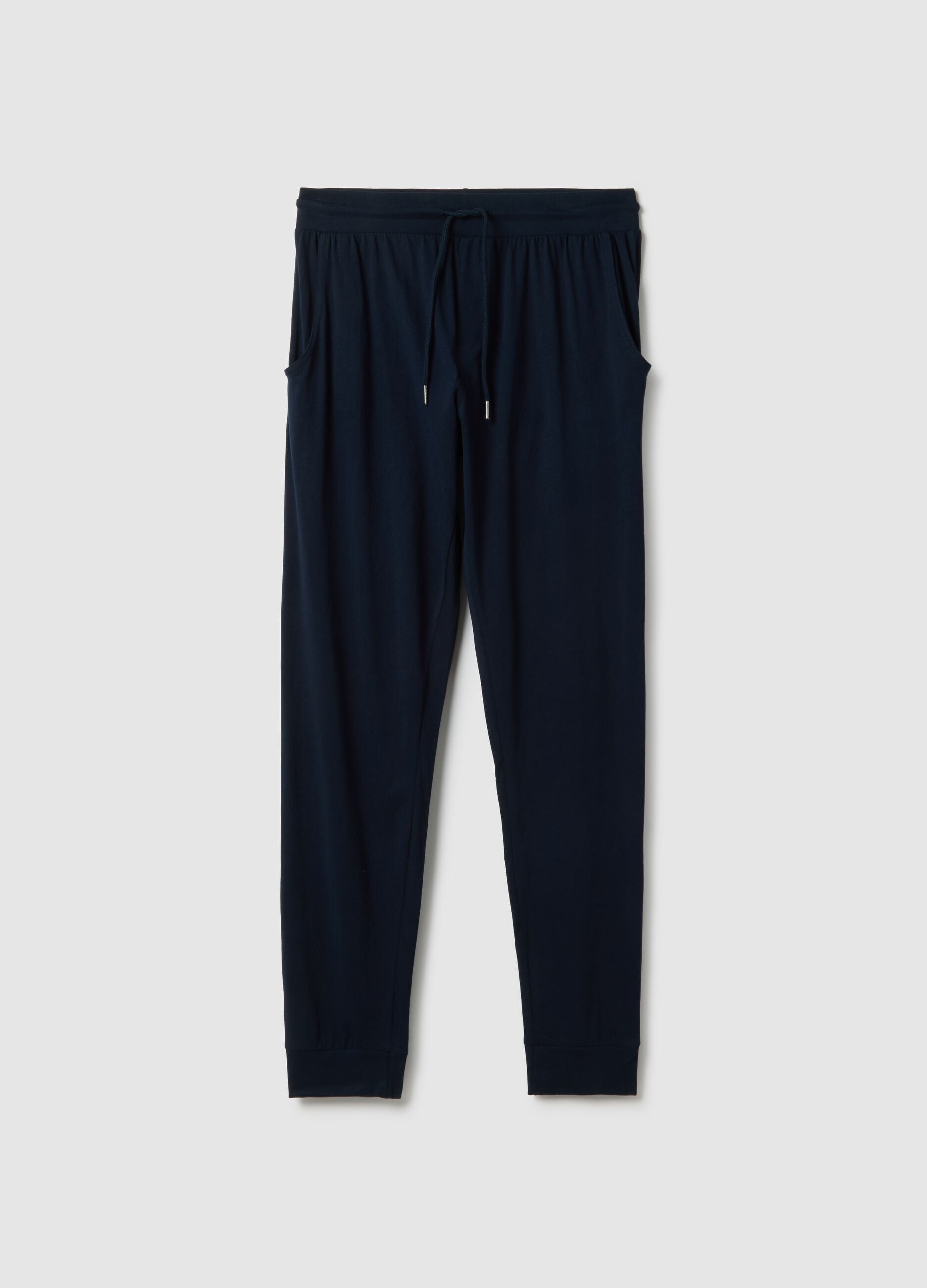 Blue pure cotton regular fit pajama trousers