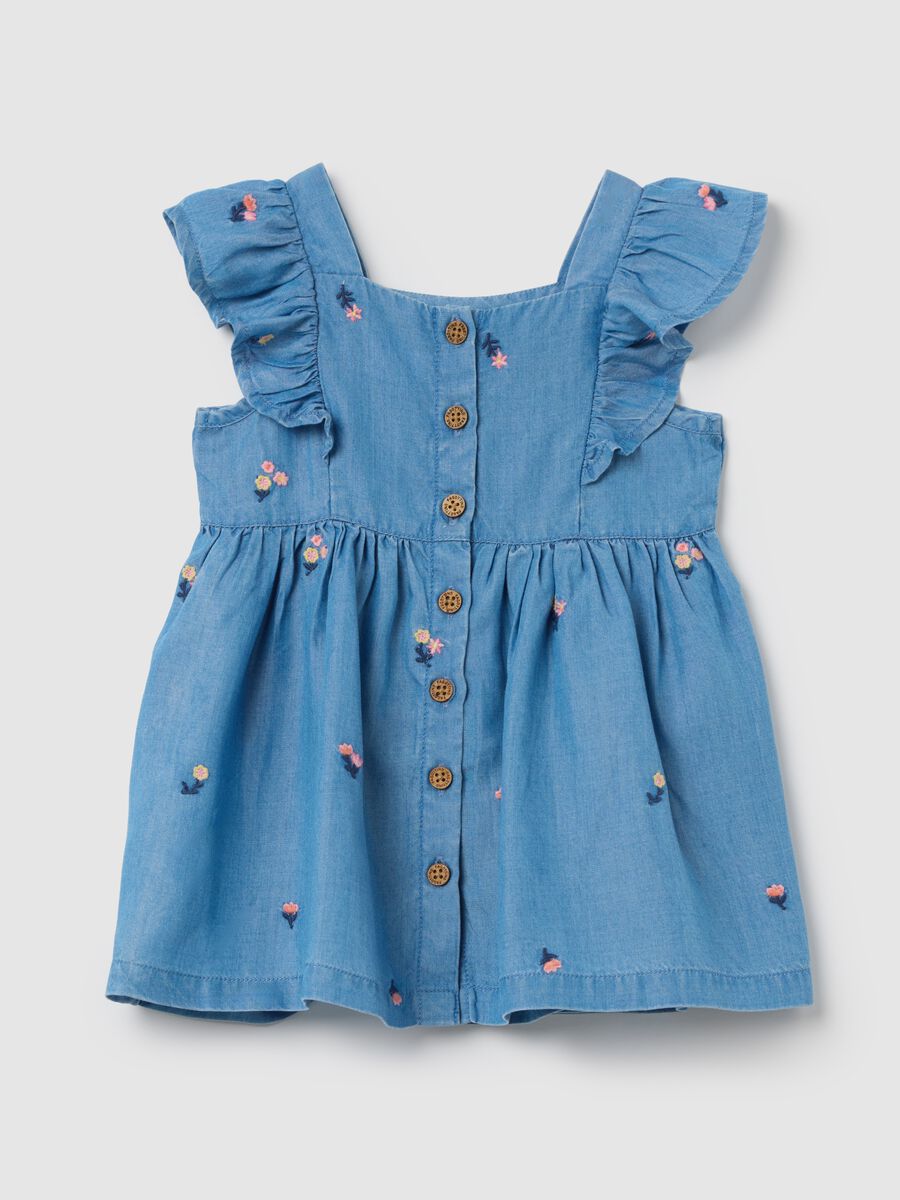 Baby girls&rsquo; denim dress in 100% Lyocell with regular fit and embroidery_1