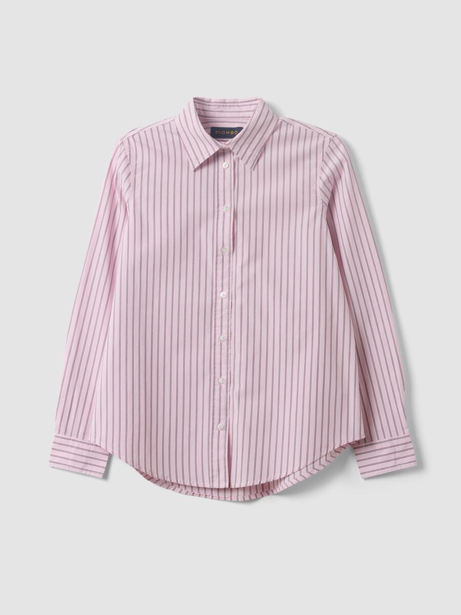 Pink striped poplin shirt, regular fit_4