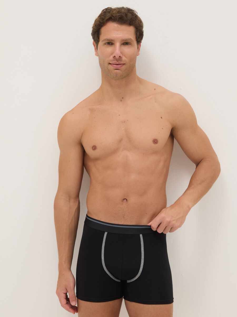 Tripack boxer midi in cotone organico elasticizzato multicolor regular fit_0