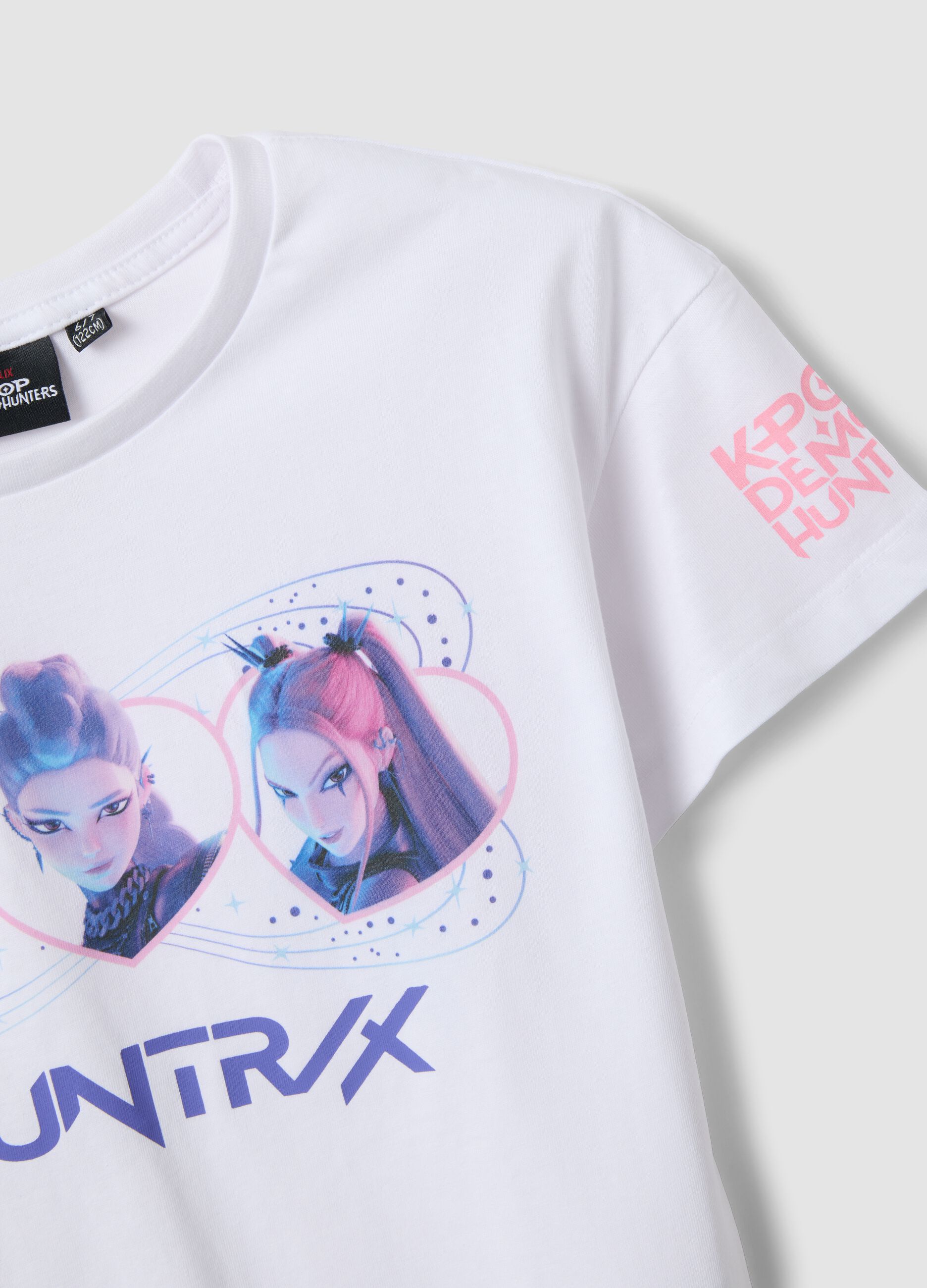 Girls' white pure cotton T-shirt regular fit with print