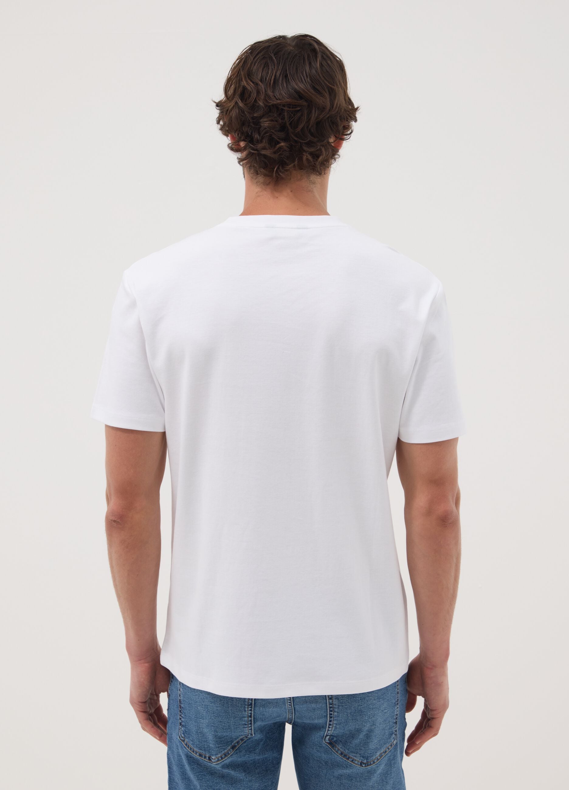 White slim-fit T-shirt in pure mercerised cotton