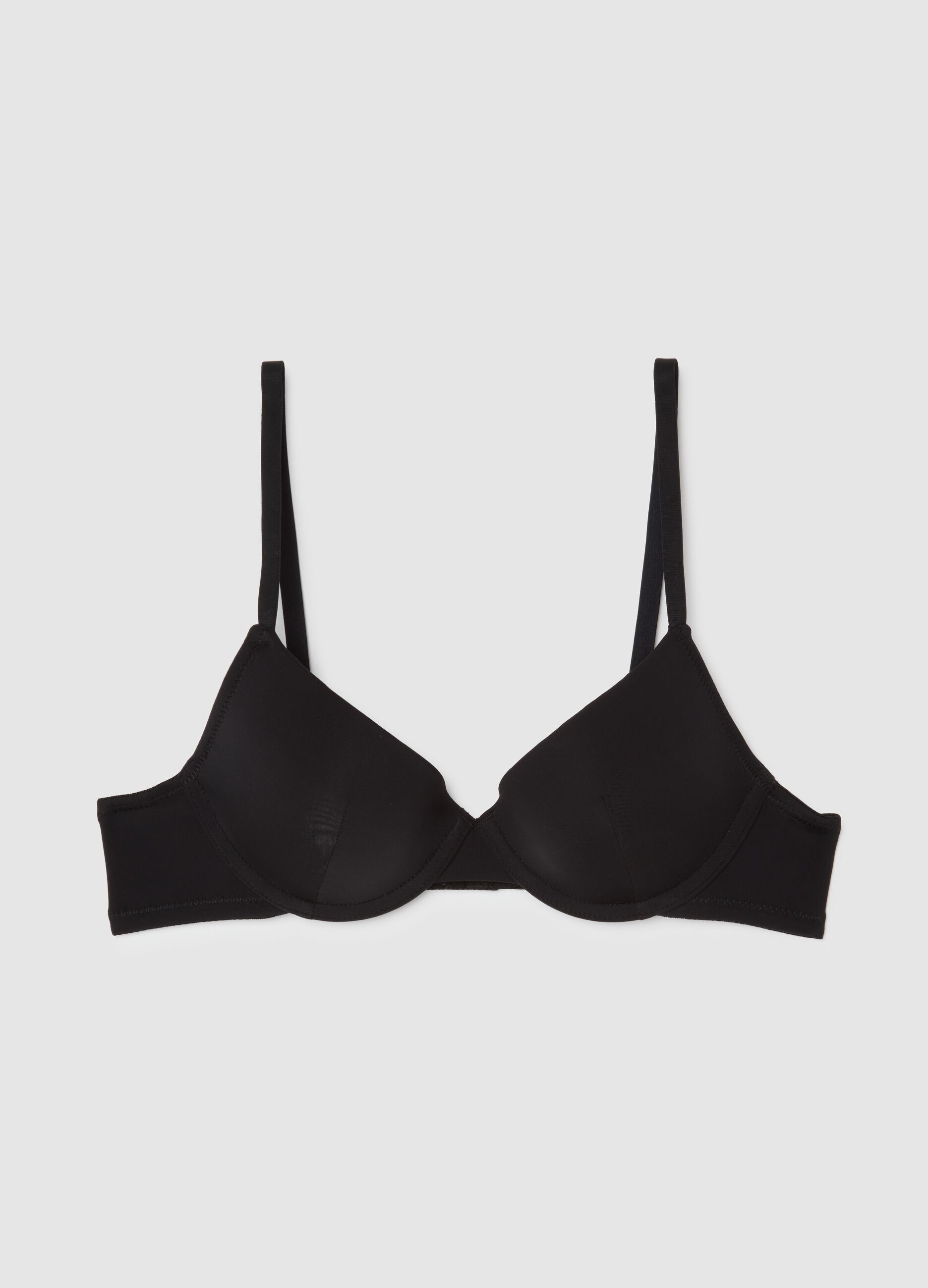 Black Stretch Fabric Bra