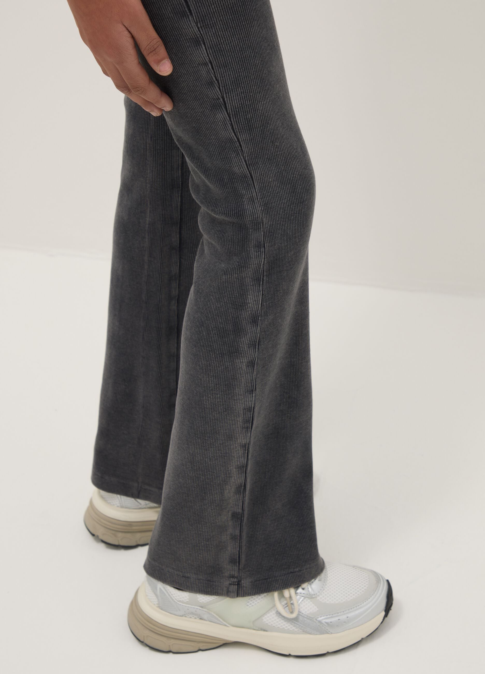 Grey Stretch Cotton Slim Fit Leggings for Girls