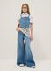 Girls' wide leg denim blue pure cotton jeans_0