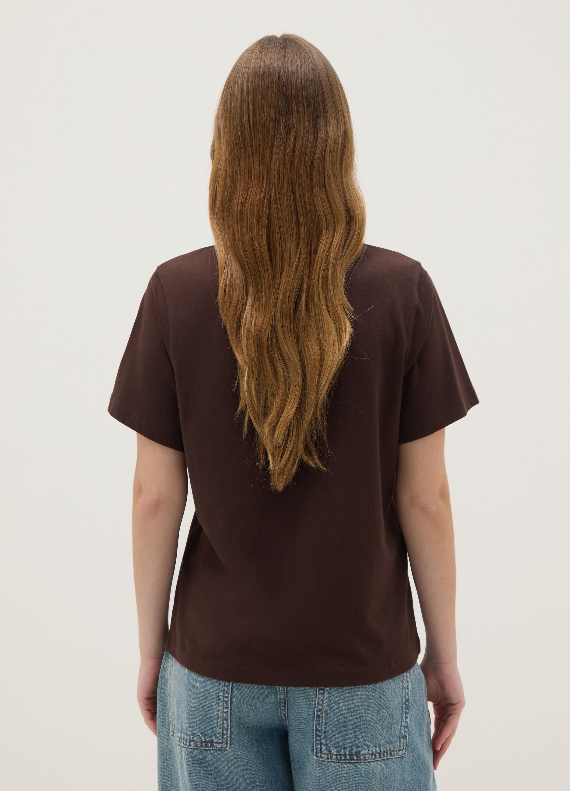 Brown pure cotton regular fit t-shirt with print