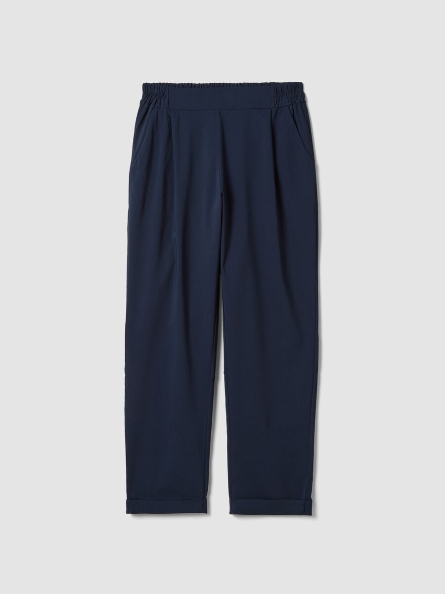 Blue stretch viscose trousers, regular fit_4