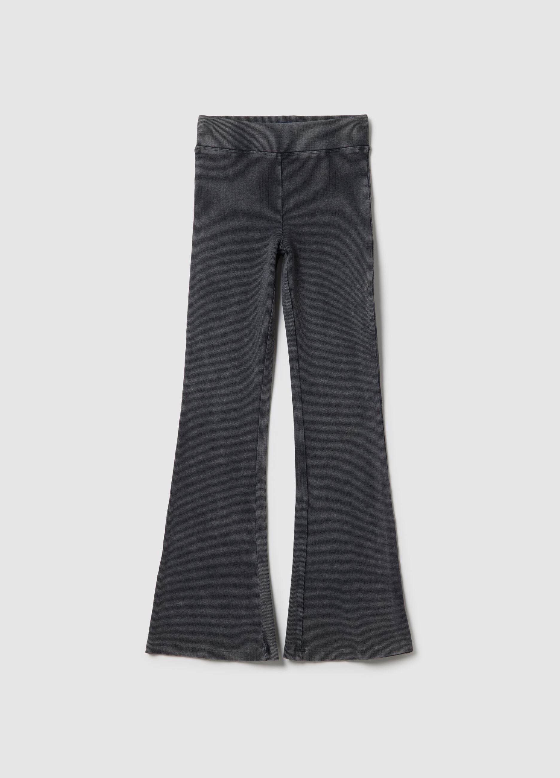 Grey Stretch Cotton Slim Fit Leggings for Girls