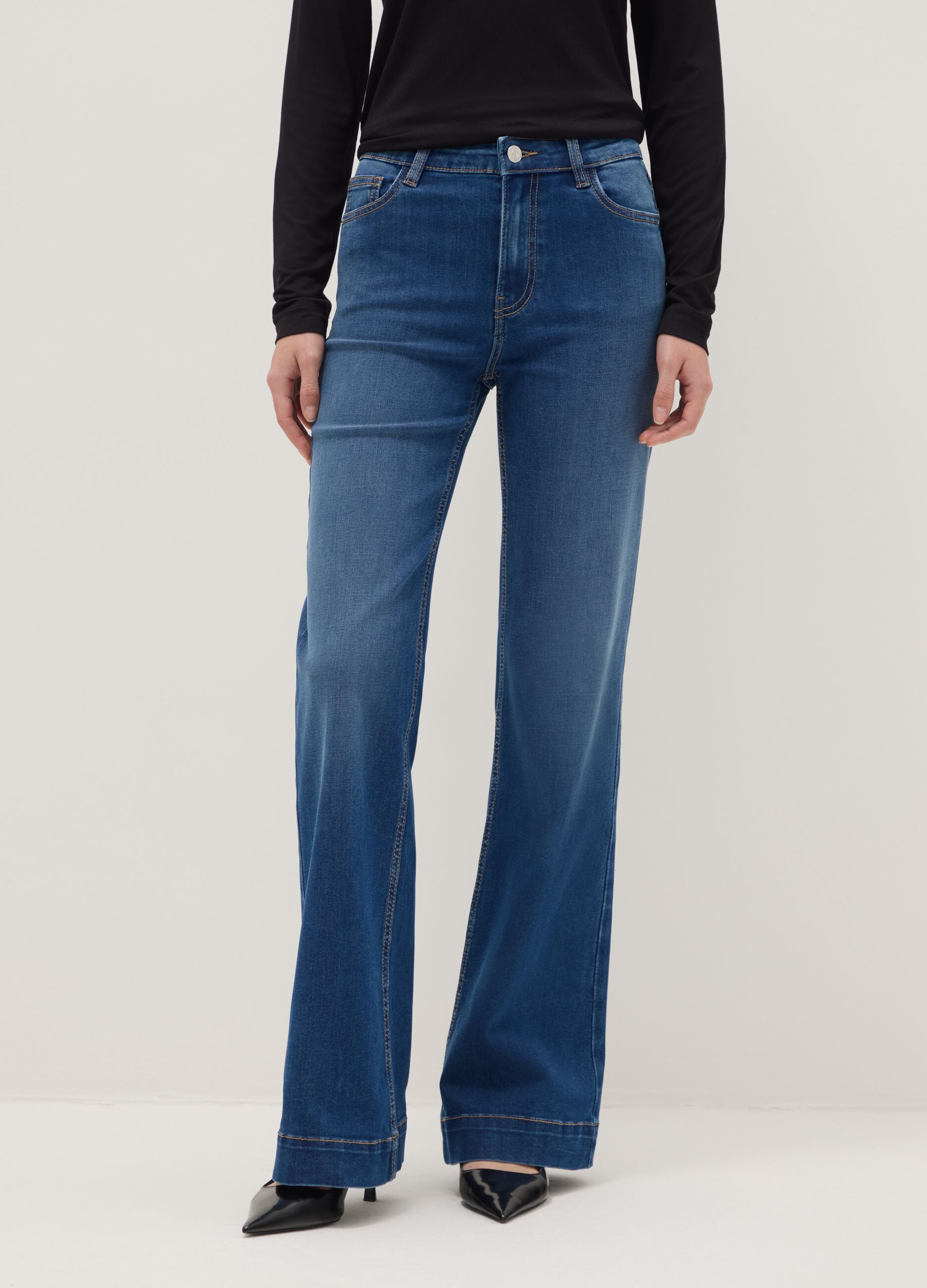 Blue denim bootcut jeans