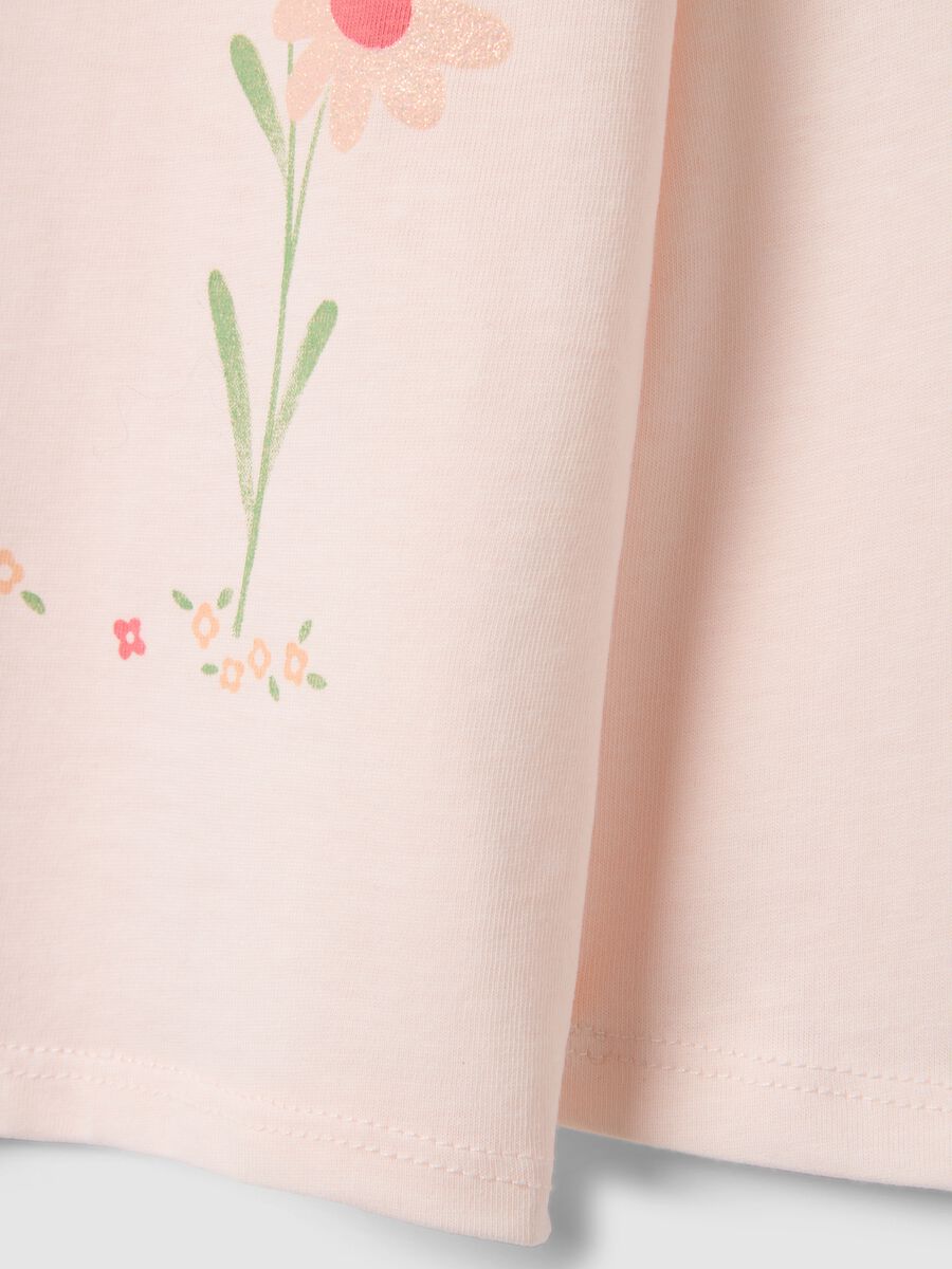 Long-sleeve pink cotton T-shirt for girls with prints_3