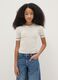 Girls' beige striped slim fit T-shirt_0