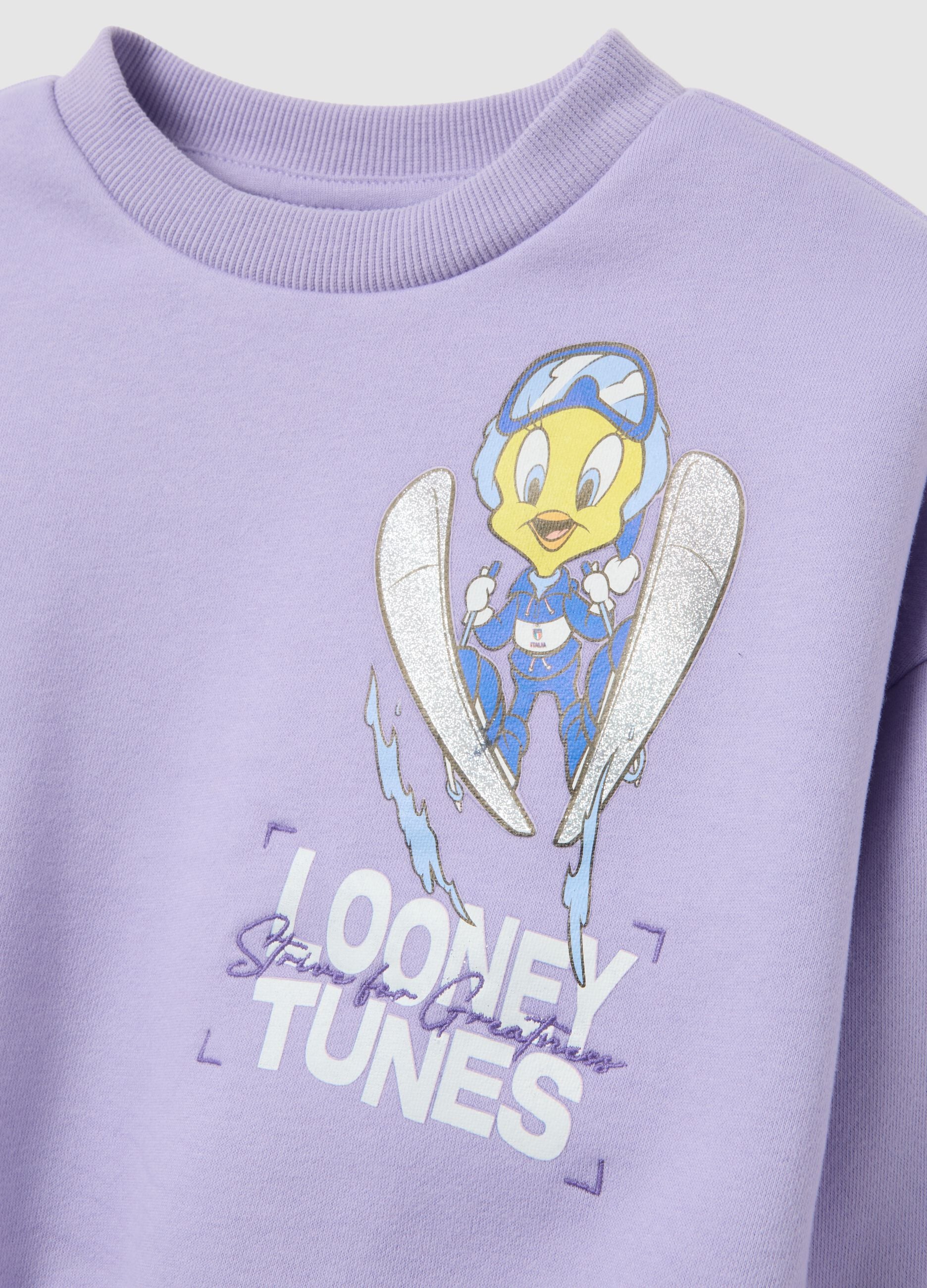 Girls' Regular Fit Purple Suit in Cotton Blend with Print