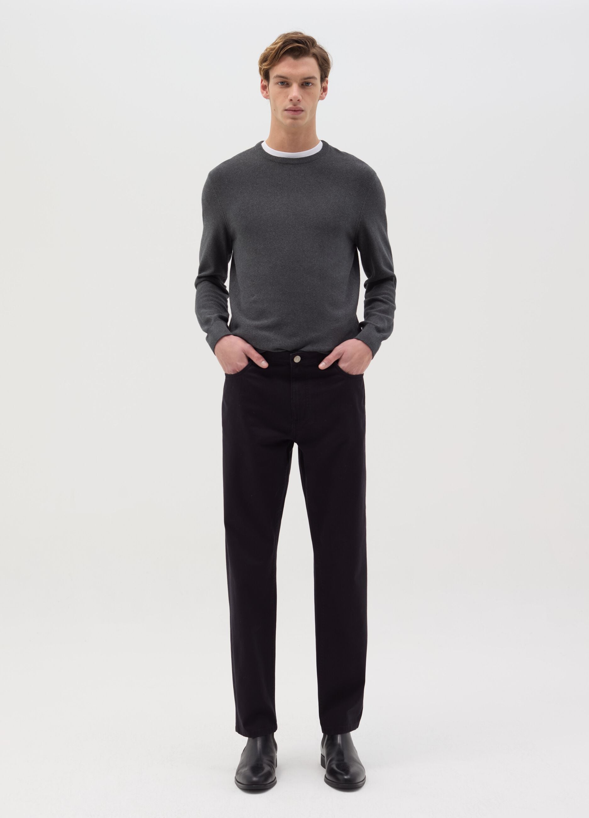 Cotton pullover with micro weave