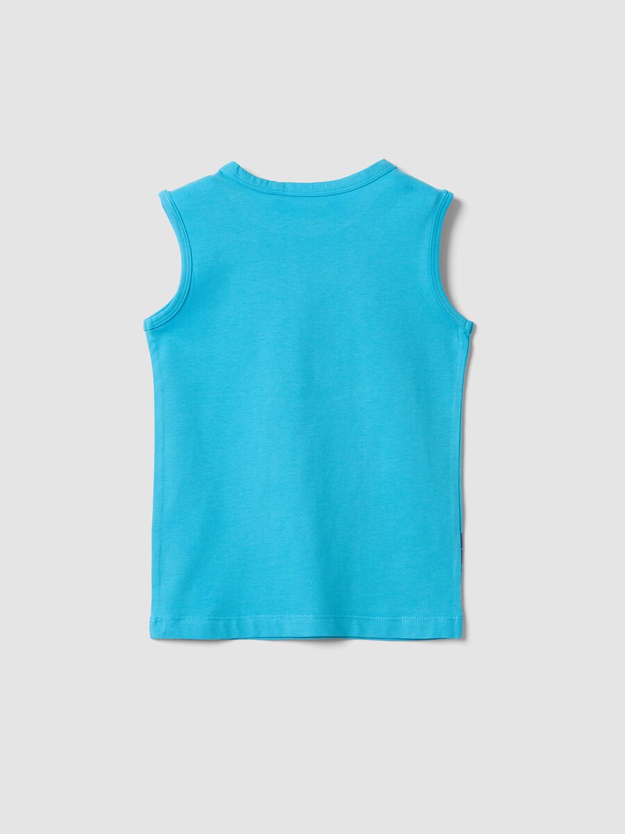 Blue pure cotton surf-print vest top for boys, regular fit_1