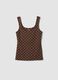 Brown fitted polka-dot stretch cotton top_4