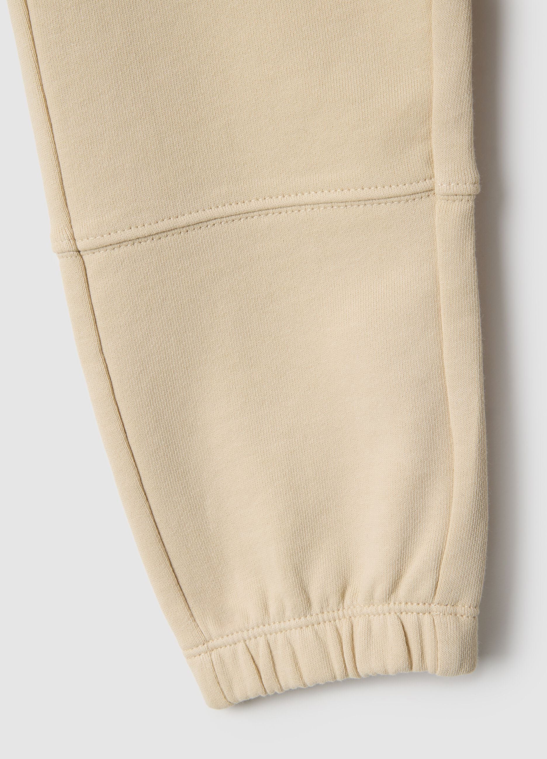 Children's beige jogger trousers in pure cotton regular fit