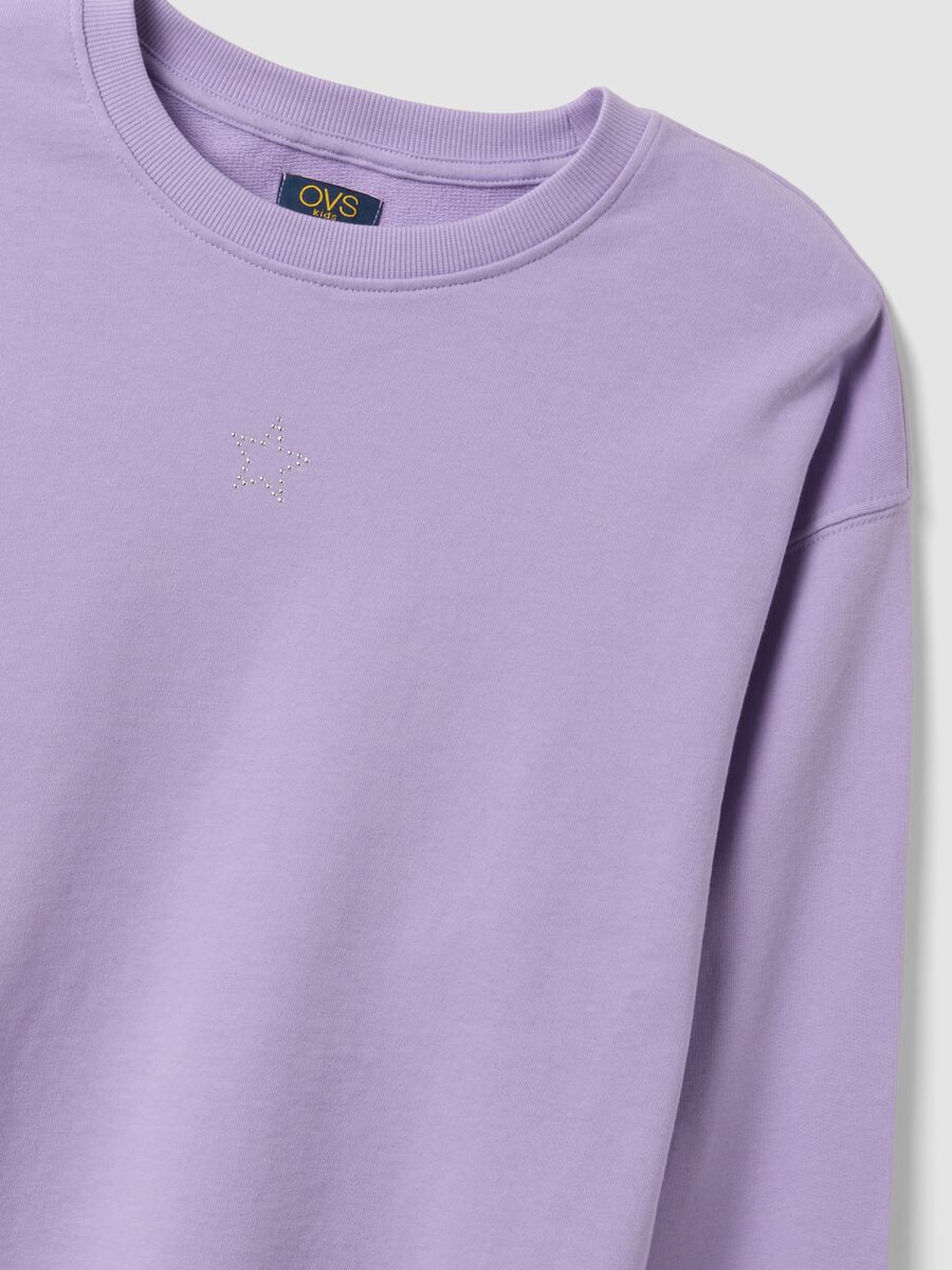 Purple pure cotton sweatshirt with star for girls, relaxed fit_5