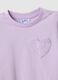 Regular fit purple stretch cotton girl's t-shirt with heart_2