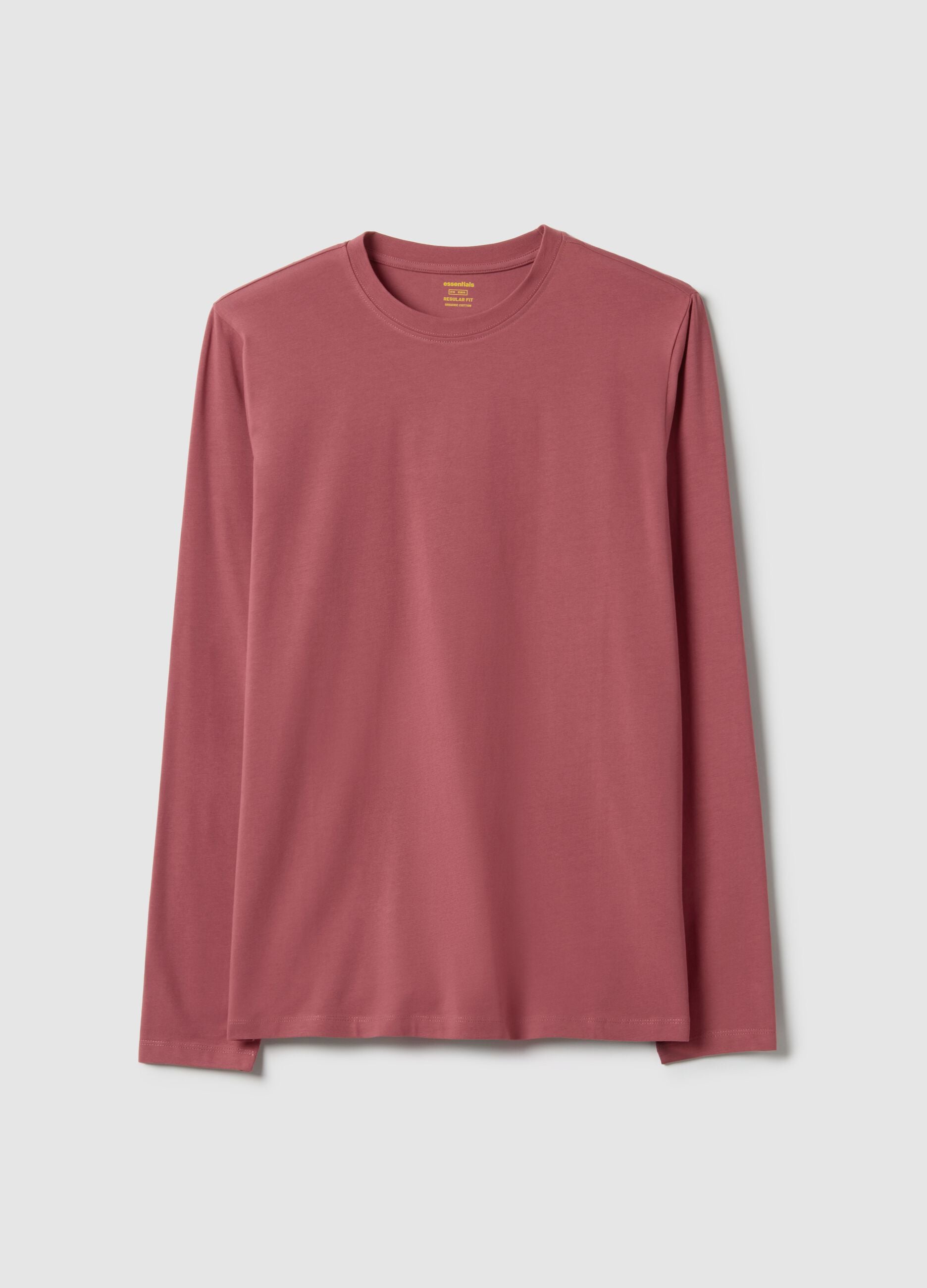 Red Long Sleeve Cotton Stretch Regular Fit T-Shirt