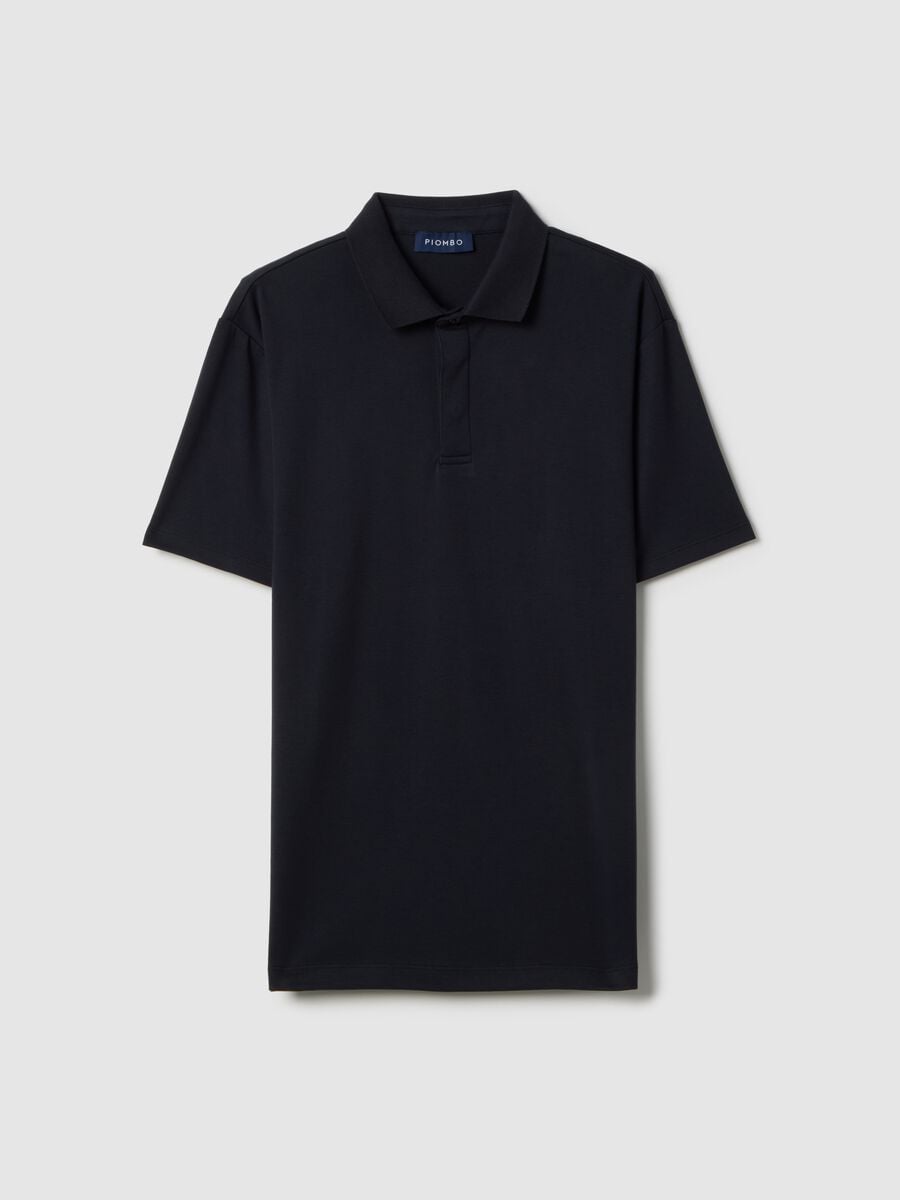 Black regular-fit polo in pure mercerised cotton_4
