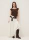 Long white mixed cotton skirt, regular fit with embroidery_0